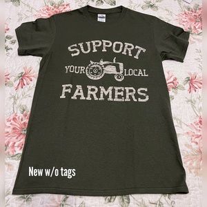 NWOT: Support Local Farmers tee (olive green)